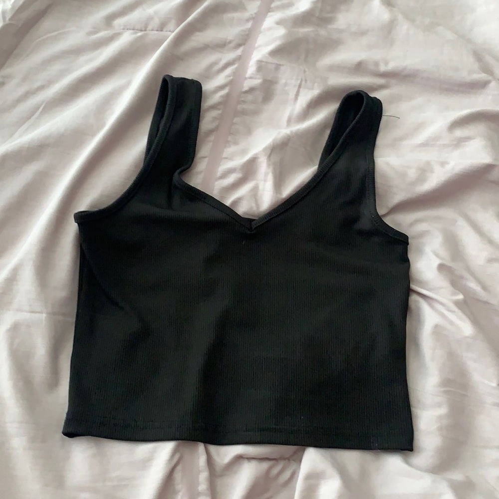 Ribbed shein crop top tank top thick strap